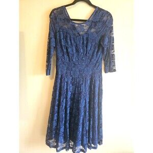 Jasambac Charming & Modern navy blue Lace Floral Dress Size M